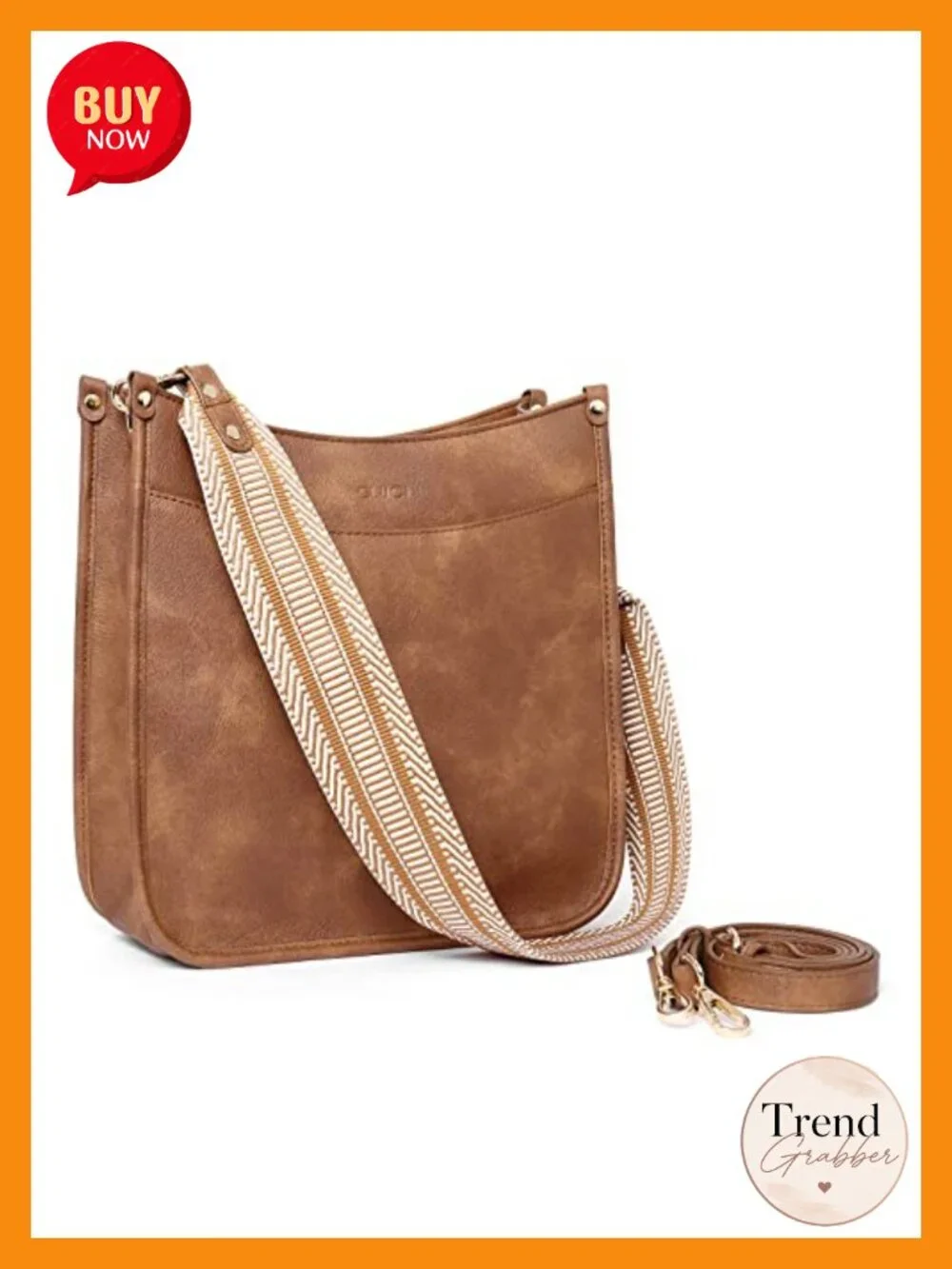Vegan Leather Crossbody Bag with Adjustable Strap, Multi-Pocket Shoulder Purse
